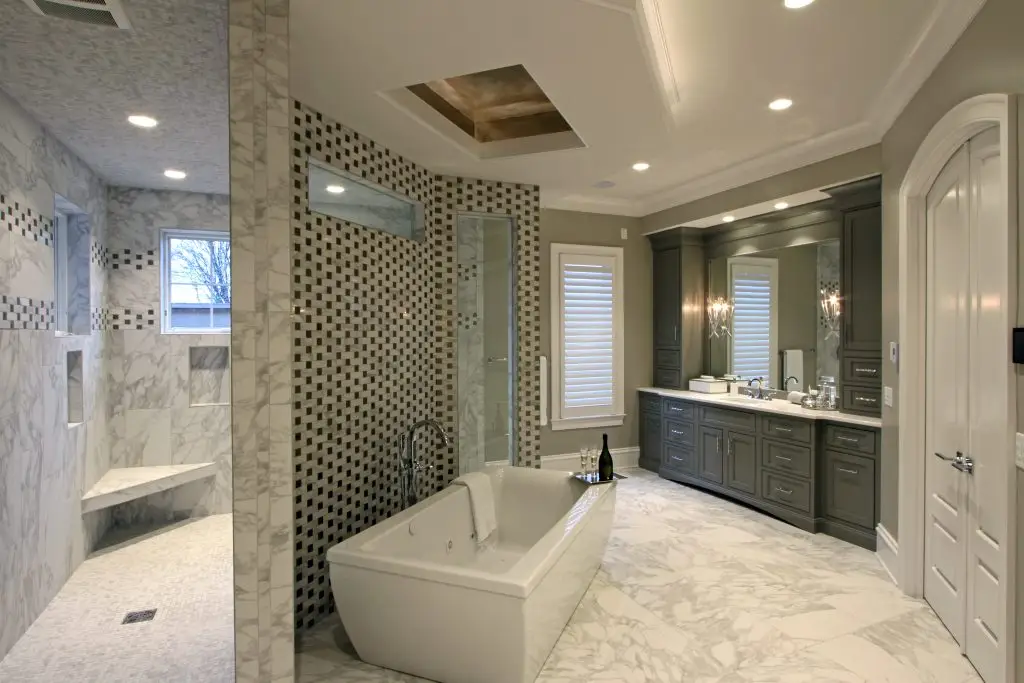 Bathroom remodel walk in shower with tub